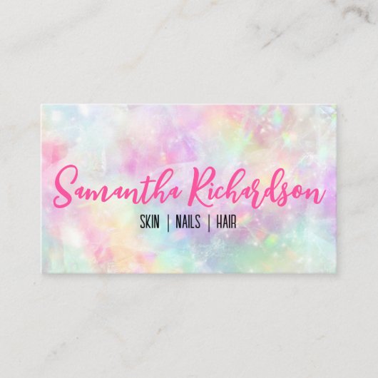 Carte De Visite Pastel Rainbow Iridescente Holographique Opal Crys (Devant)