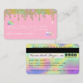 Carte De Visite Pastel Rainbow Parties scintillant Luxe Style de c (Devant / Derrière)