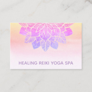 Carte De Visite *~* Pastel Rainbow Reiki Mandala Yoga