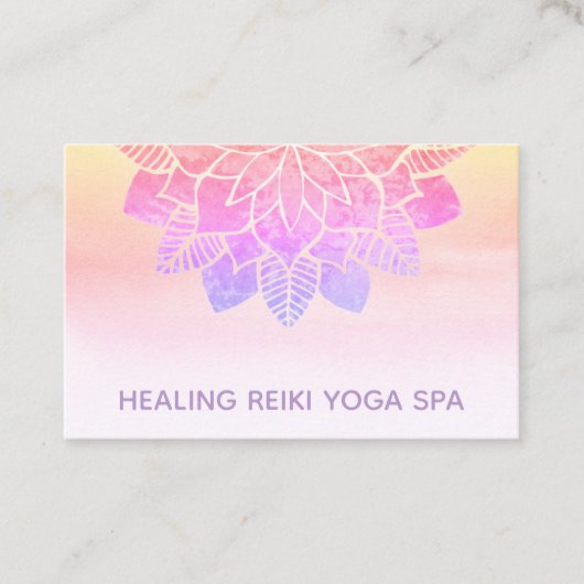Carte De Visite *~* Pastel Rainbow Reiki Mandala Yoga (Devant)
