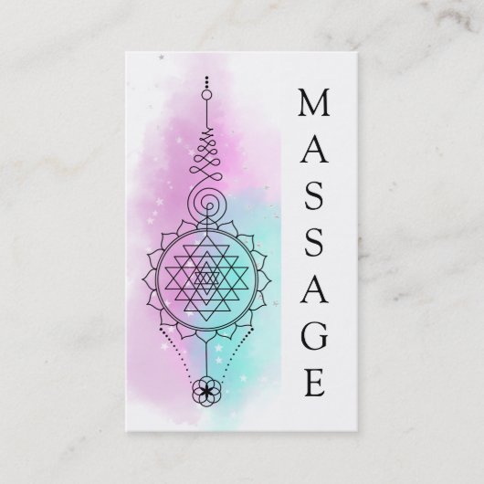 Carte De Visite *~* Pastel Rainbow Stars Massage de géométrie sacr (Devant)