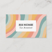 Carte De Visite Pastel Rainbow Stripes QR Code Social Media Chic (Devant)