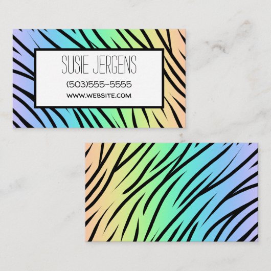Carte De Visite Pastel Rainbow Tiger Impression personnalisable (Devant / Derrière)