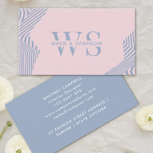 Carte De Visite Pastel Rose & Bleu Abstrait Monogramme tendance Mo