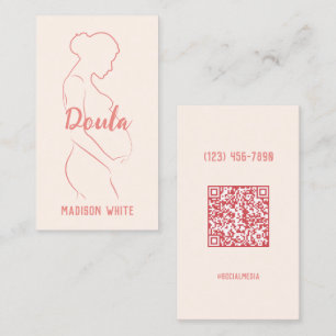 Carte de visite pastel rose Doula QR