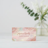 Carte De Visite Pastel rose et Parties scintillant d'or spirale él (Debout devant)