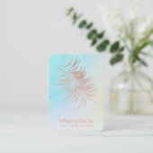 Carte De Visite *~* Pastel Rose Gold Palm Leaf Ombre Turquoise (Debout devant)