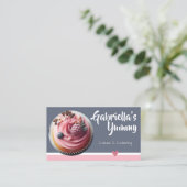 Carte De Visite Pastel rose Grey Cupcake Modèle photo de gâteau (Debout devant)