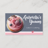 Carte De Visite Pastel rose Grey Cupcake Modèle photo de gâteau (Devant)