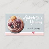 Carte De Visite Pastel rose Grey Cupcake Modèle photo de gâteau (Devant)