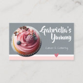 Carte De Visite Pastel rose Grey Cupcake Modèle photo de gâteau (Devant)