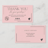 Carte De Visite Pastel rose gris script commander merci (Devant / Derrière)