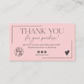 Carte De Visite Pastel rose gris script commander merci (Devant)