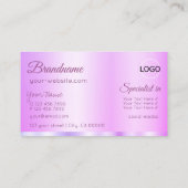 Carte De Visite Pastel rose violet glamour avec logo élégant (Dos)