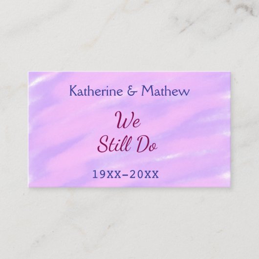 Carte De Visite Pastel rose violet Vow renouvellement anniversaire (Devant)