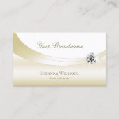 Carte De Visite Pastel Silk Gold White avec logo et diamant de lux (Devant)