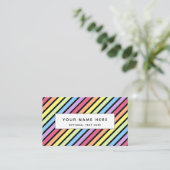 Carte De Visite Pastel Stripe Rainbow Noir Rainbow Motif (Debout devant)