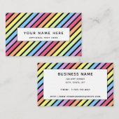 Carte De Visite Pastel Stripe Rainbow Noir Rainbow Motif (Devant / Derrière)