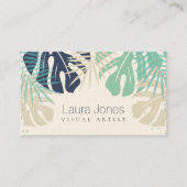 Carte De Visite Pastel Tropical Palms Artiste du Design Visuel (Devant)