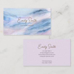 Carte De Visite Pastel Turquoise Purple Aquarelle Marbre Abstrait