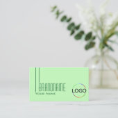 Carte De Visite Pastel Vert clair avec logo et photo professionnel (Debout devant)
