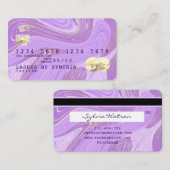 Carte De Visite pastel violet lavande marbre (Devant / Derrière)