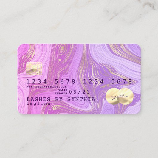 Carte De Visite pastel violet lavande marbre (Devant)