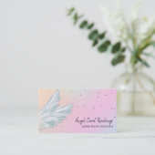 Carte De Visite *~* Pastel White Angel Wings Starry Rainbow (Debout devant)