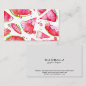 Carte De Visite Pastèque à l'aquarelle 1 (Devant / Derrière)