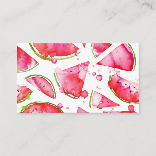 Carte De Visite Pastèque à l'aquarelle 1 (Devant)