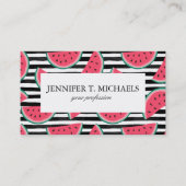 Carte De Visite Pastèque douce sur les rayures noires et le motif (Devant)