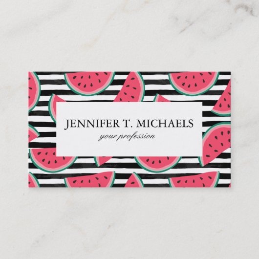 Carte De Visite Pastèque douce sur les rayures noires et le motif (Devant)