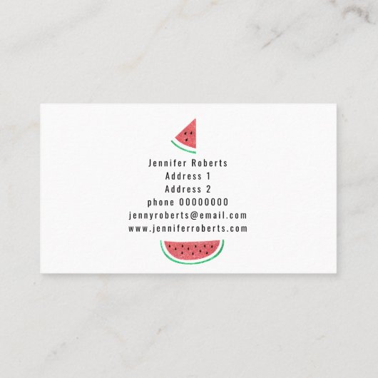 Carte De Visite pastèque fausse parties scintillant (Dos)