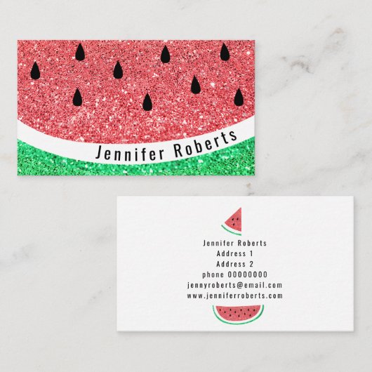Carte De Visite pastèque fausse parties scintillant (Devant / Derrière)
