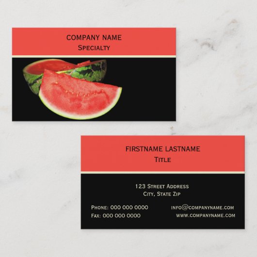 Carte De Visite Pastèque rouge (Devant / Derrière)