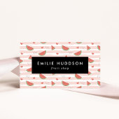 Carte De Visite Pastèques Rouges, Coeurs, Bandes, Votre Nom