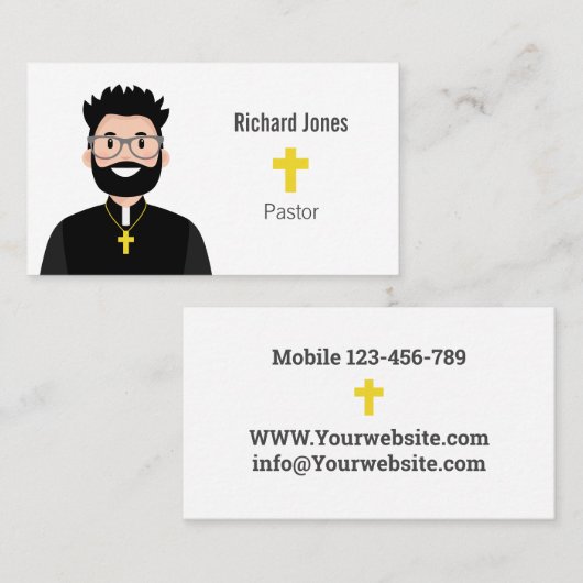 Carte de visite pasteur (Devant / Derrière)