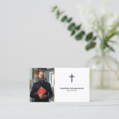 Carte De Visite Pasteur chrétien moderne avec photo et code QR (Debout devant)