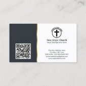 Carte De Visite Pasteur chrétien moderne avec photo et code QR (Dos)