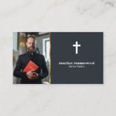 Carte De Visite Pasteur chrétien moderne avec photo et code QR (Devant)