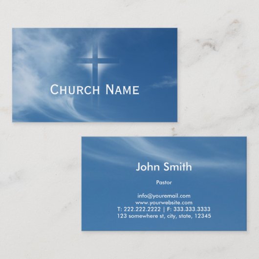 Carte De Visite Pasteur de la Sainte Croix du Ciel Bleu (Devant / Derrière)