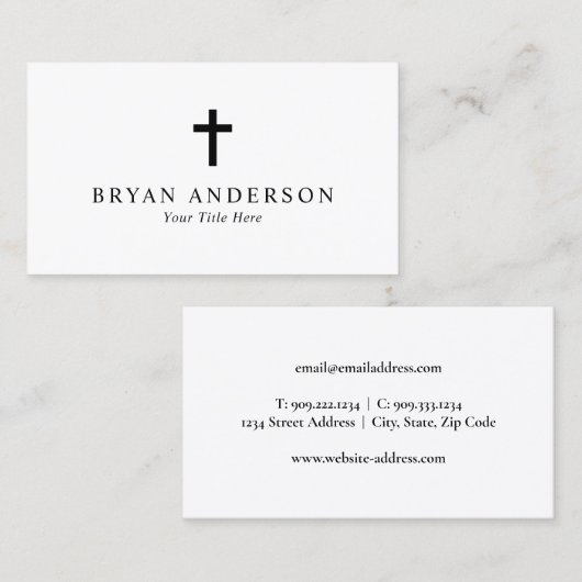 Carte De Visite Pasteur de l'église (Devant / Derrière)