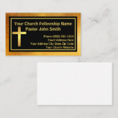 Carte De Visite Pasteur De L'Église Brossé Or Et Noir (Devant / Derrière)