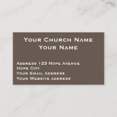 Carte De Visite Pasteur de l'Église chrétienne Brown Blanc Nom rel (Devant)