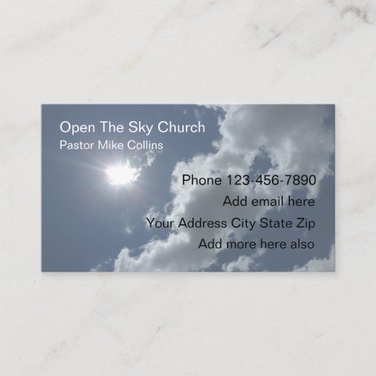 Carte De Visite Pasteur de l'église chrétienne Sky Sun (Devant)