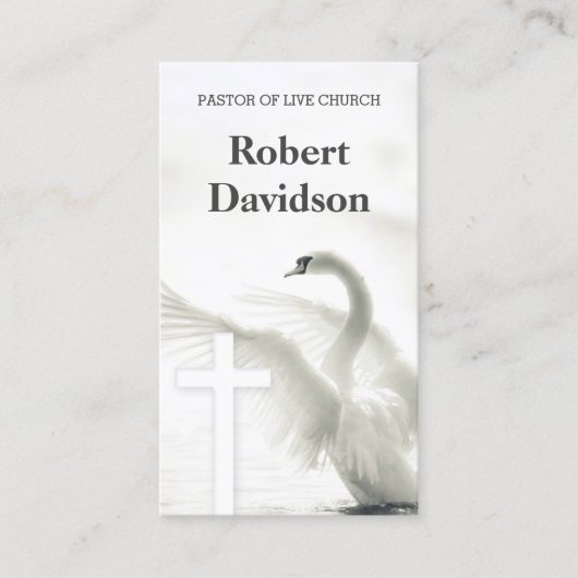 Carte De Visite Pasteur De L'Eglise Croix Blanche Et Oiseau De Cyg (Devant)