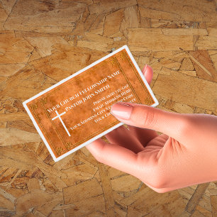Carte De Visite Pasteur de l'église étampé cuir Élégant chrétien