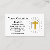 Carte De Visite Pasteur de l'église Gold Cross Logo (Devant)