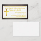 Carte De Visite Pasteur de l'église Grunge Black Gold (Devant / Derrière)