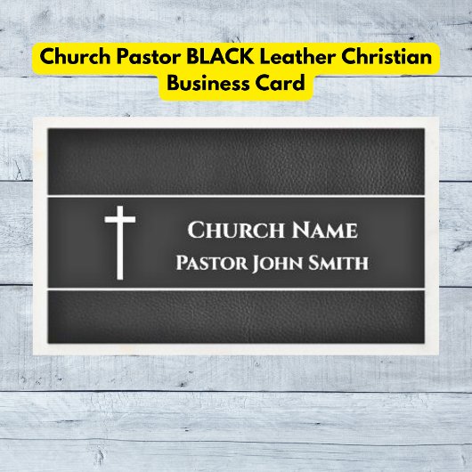Carte De Visite Pasteur de l'église NOIR Cuir chrétien